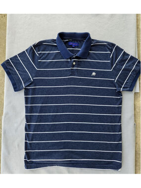 Aeropostale A87 Polo Shirt Mens XL Blue Heathered Striped Cotton Blend Casual